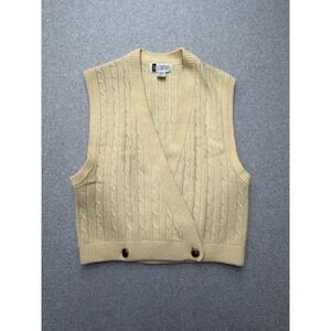 Vintage SK & Company Sweater Vest Womens Large Beige Cable Knit Lambswool Angora